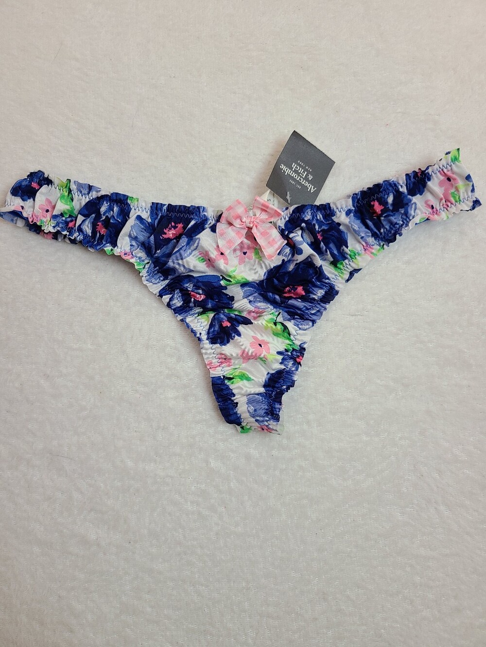 Rare Y2K VTG Gilly Hicks A&F Silky Satin Ruffle Floral Thong Panty Size Sm